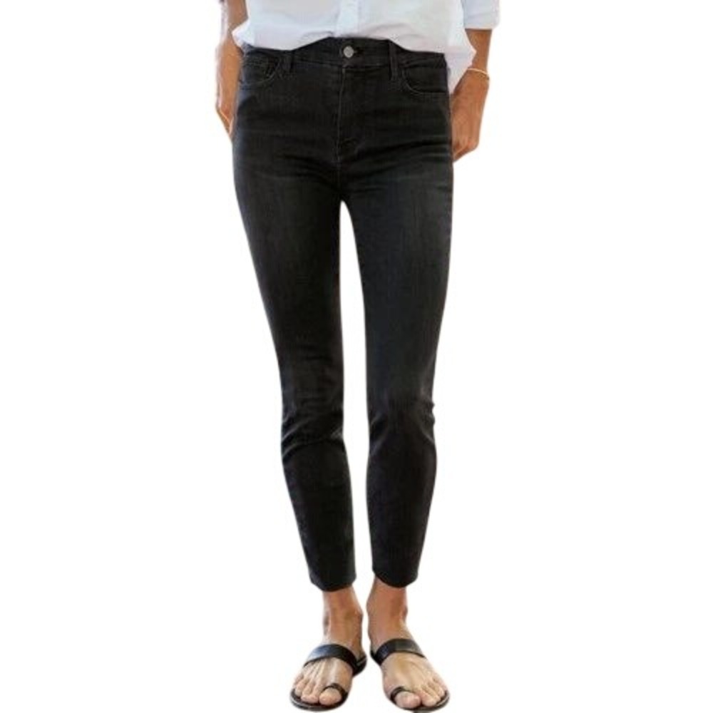 Frank & Eileen Sligo High Rise Skinny Jeans Sz 28 Black Raw Hem Everyday Capsule